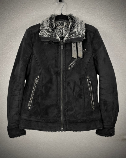 Hideaways Fur Lined Charcoal Suede Jacket