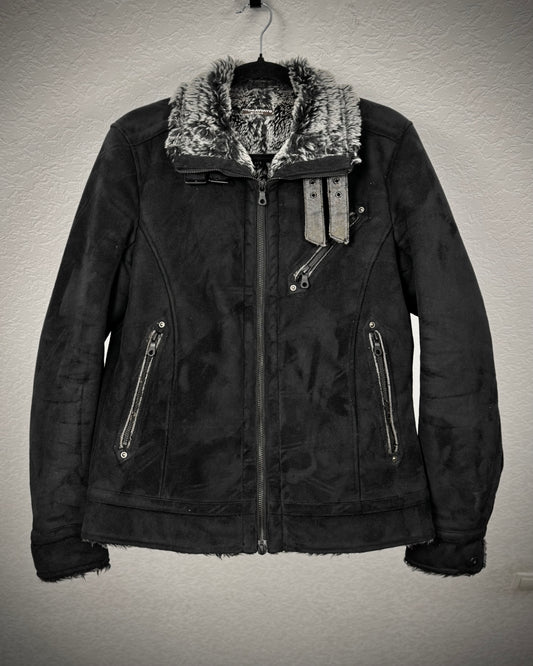 Hideaways Fur Lined Charcoal Suede Jacket