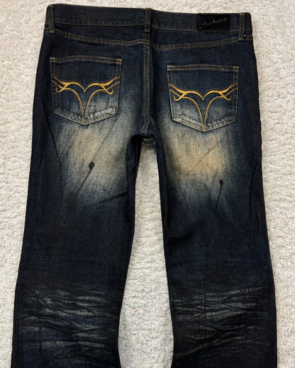 Jack Rose Clawmarks Coated Flared Jeans