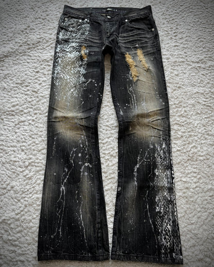 Midas Metallic Python Coating Splatter Flared Jeans