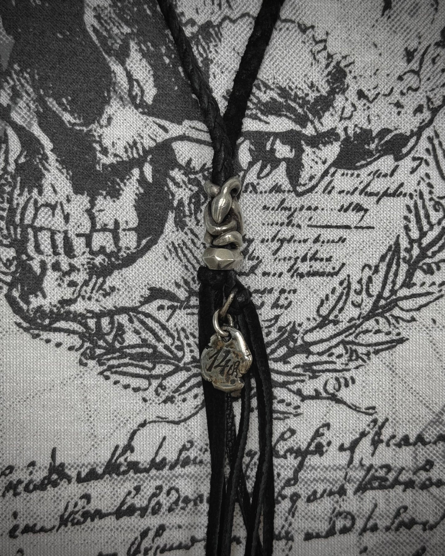 14th Addiction Pierced Snake Garnet Leather Necklace