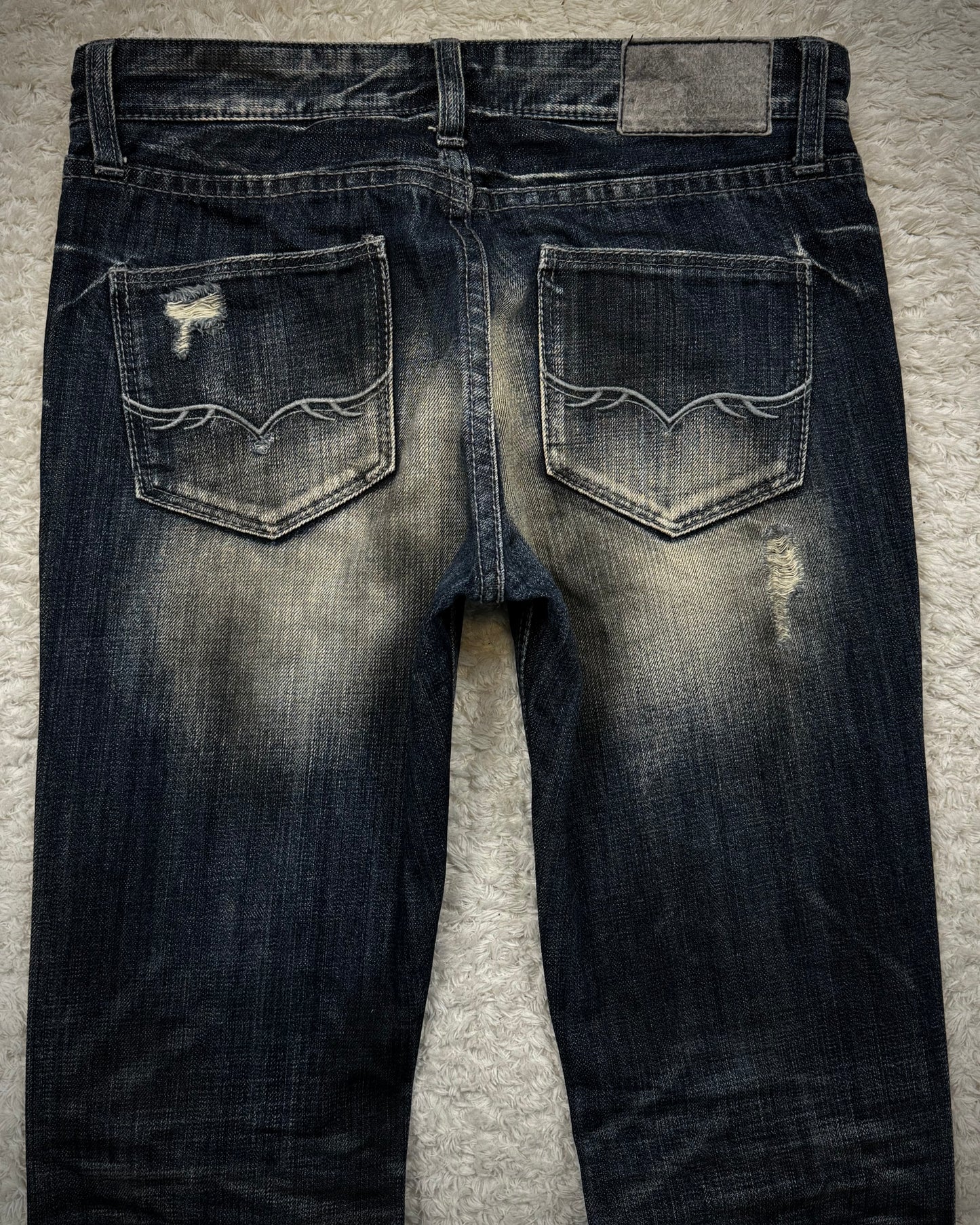 Fuga Clawmarks Washed Distressed Bootcut Denim
