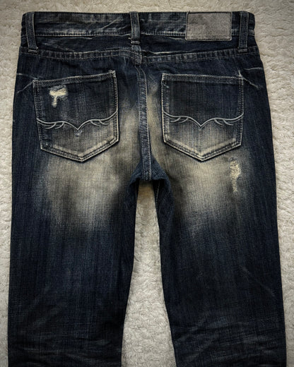 Fuga Clawmarks Washed Distressed Bootcut Denim