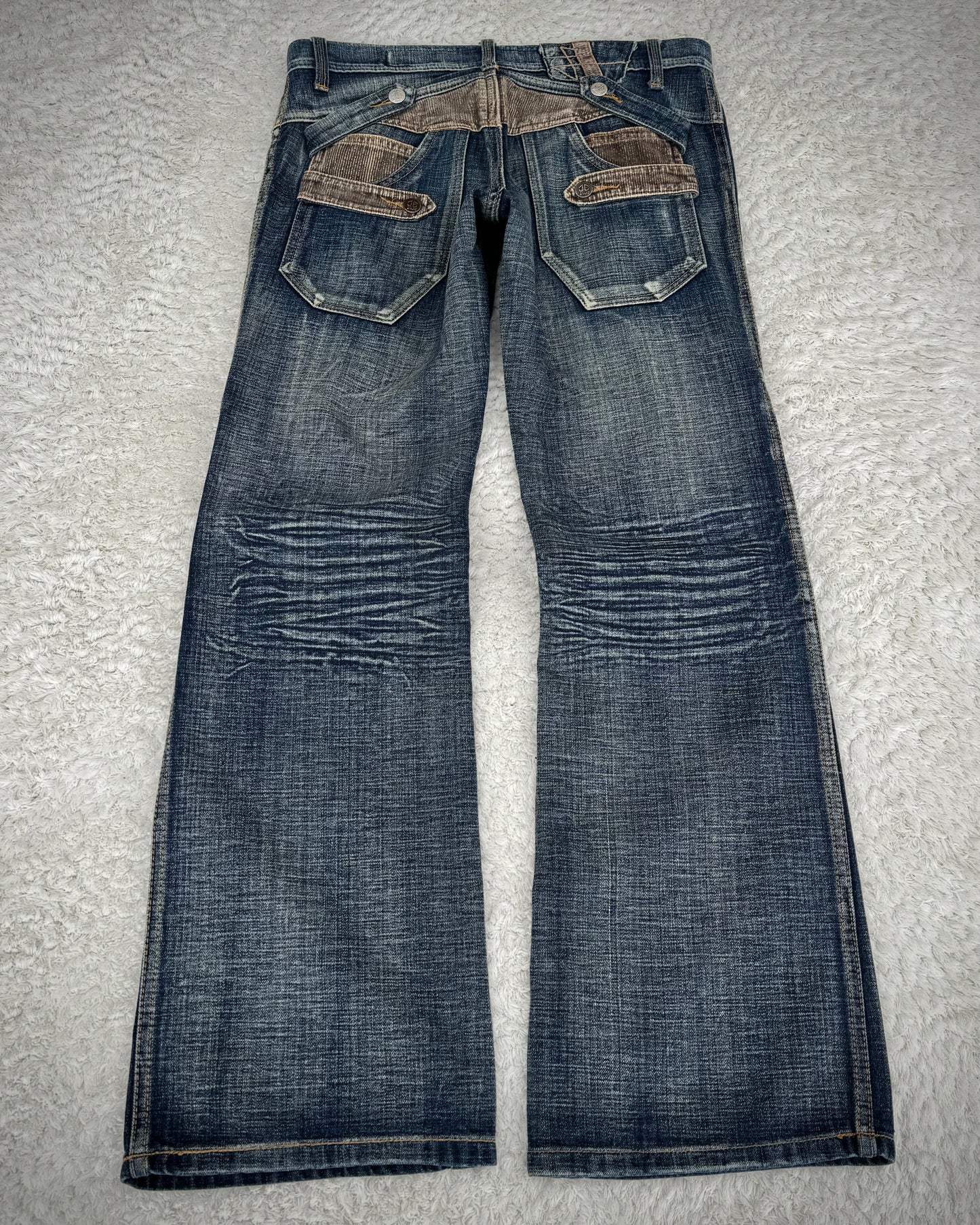 Jeans De Art Multi-Pocket Vintage Bootcut Denim