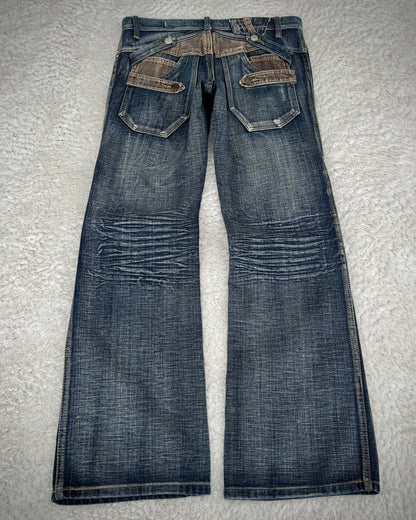 Jeans De Art Multi-Pocket Vintage Bootcut Denim