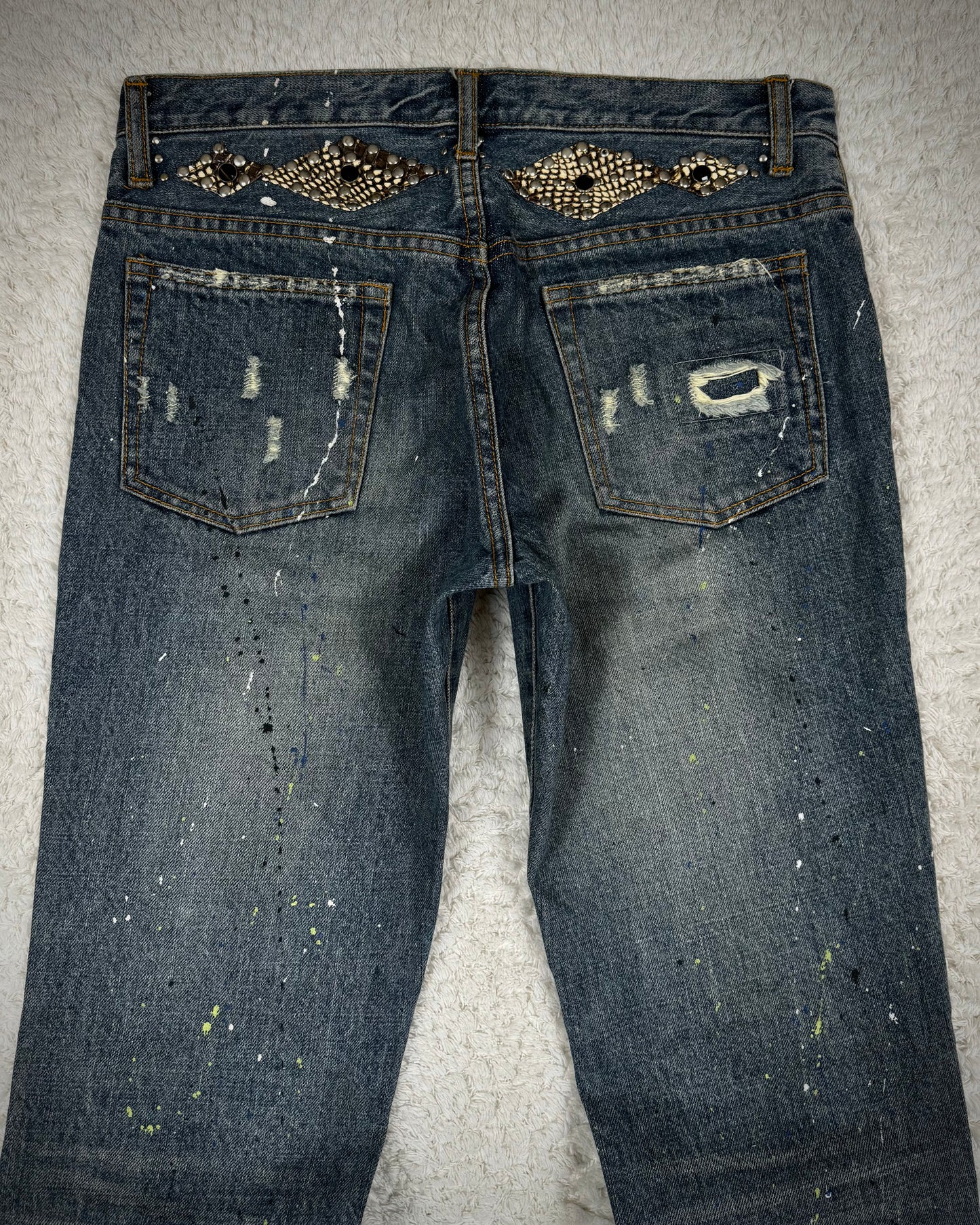 Schlüssel Gemstone Python Repaired Distressing Bootcut Denim