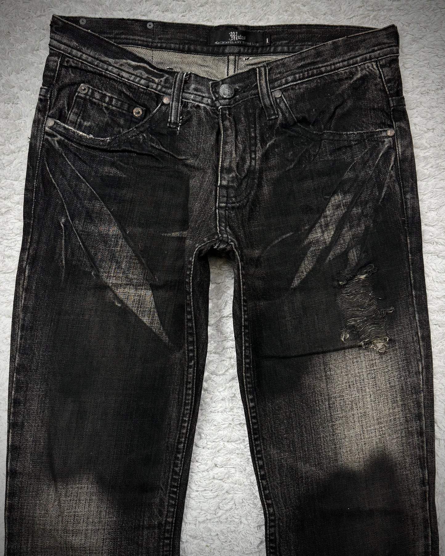 Midas Smoke Washed Coated Bootcut Jeans