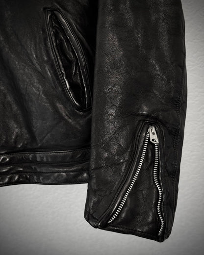 Glamb Leopard Fur Collar Leather Biker Jacket