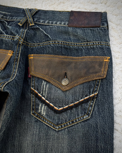 Tornado Mart Western Sword Knee Flared Jeans