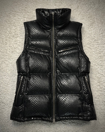 L7 Real Hip Python Luster Puffer Vest