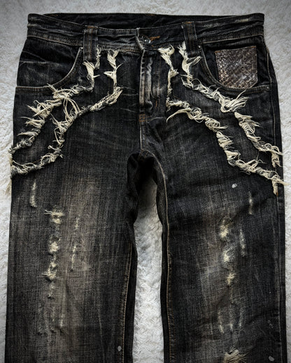 Semantic Design Python Detailed Silver Splatter Bootcut Jeans