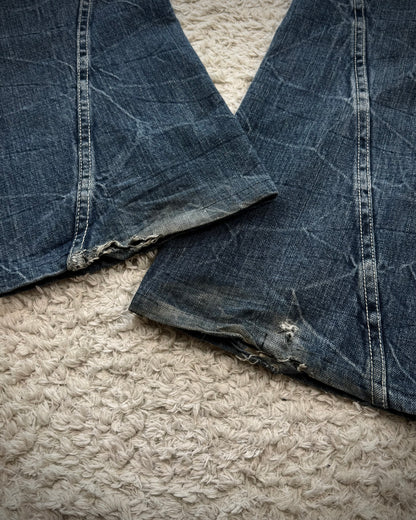 Tornado Mart Tribal Embroidery Spiral Flared Jeans