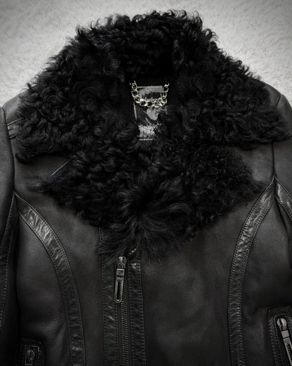 GalaabenD Lamb Fur Lined Leather Jacket