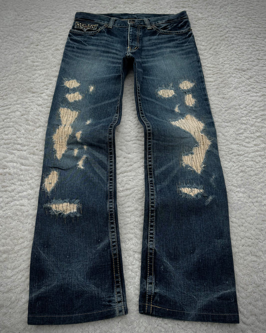 Irish Western Studded Repaired Distressing Jeans