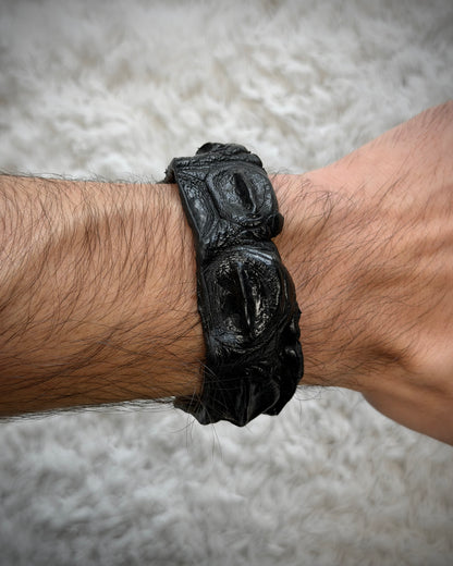 Raw Crocodile Skull Leather Bracelet
