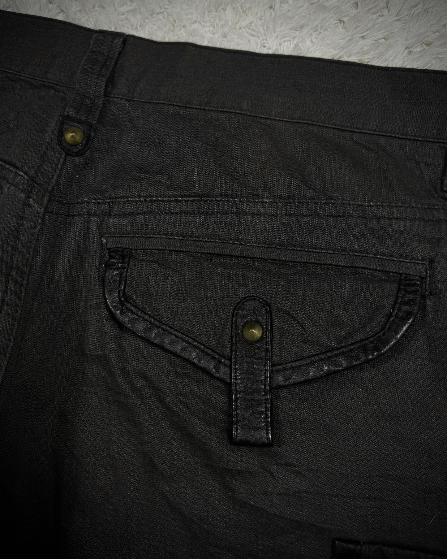 Semantic Design Studded Leather Detailed Flared Cargo Pants