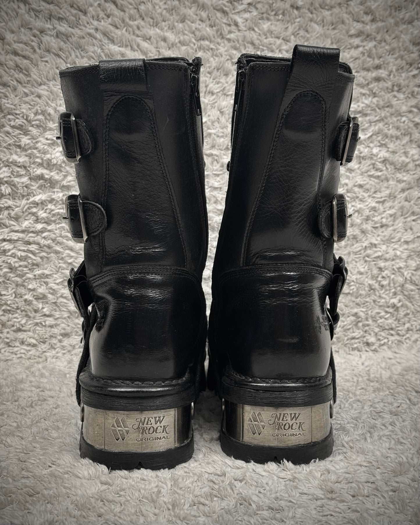 New Rock Steel Heel Leather Boots