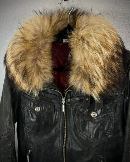 A.S.M. Chunky Fur Collar Leather Jacket