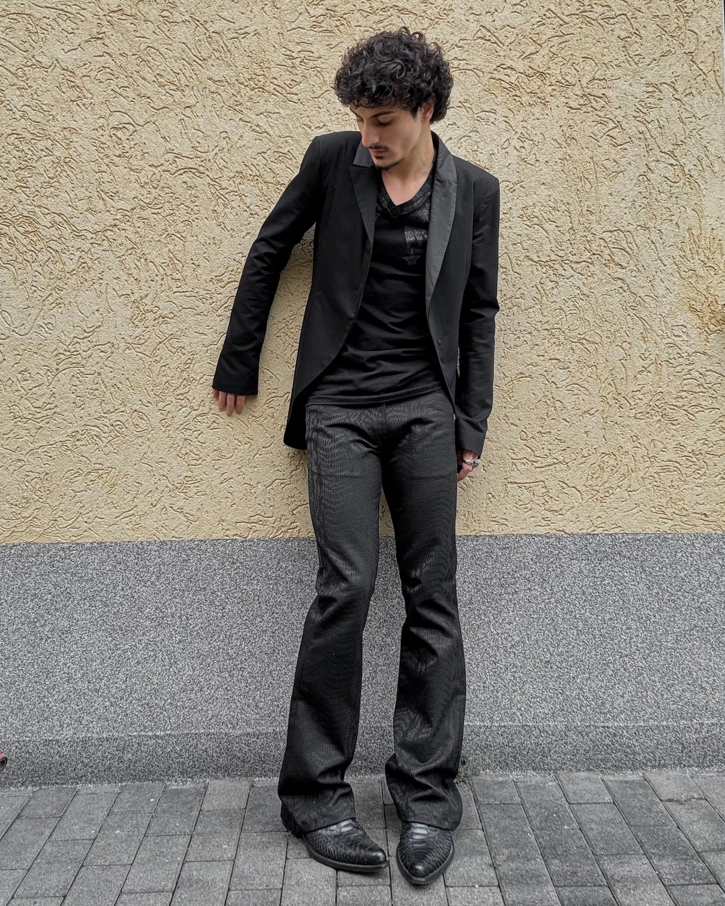 Semantic Design Python Pattern Flared Dress Pants