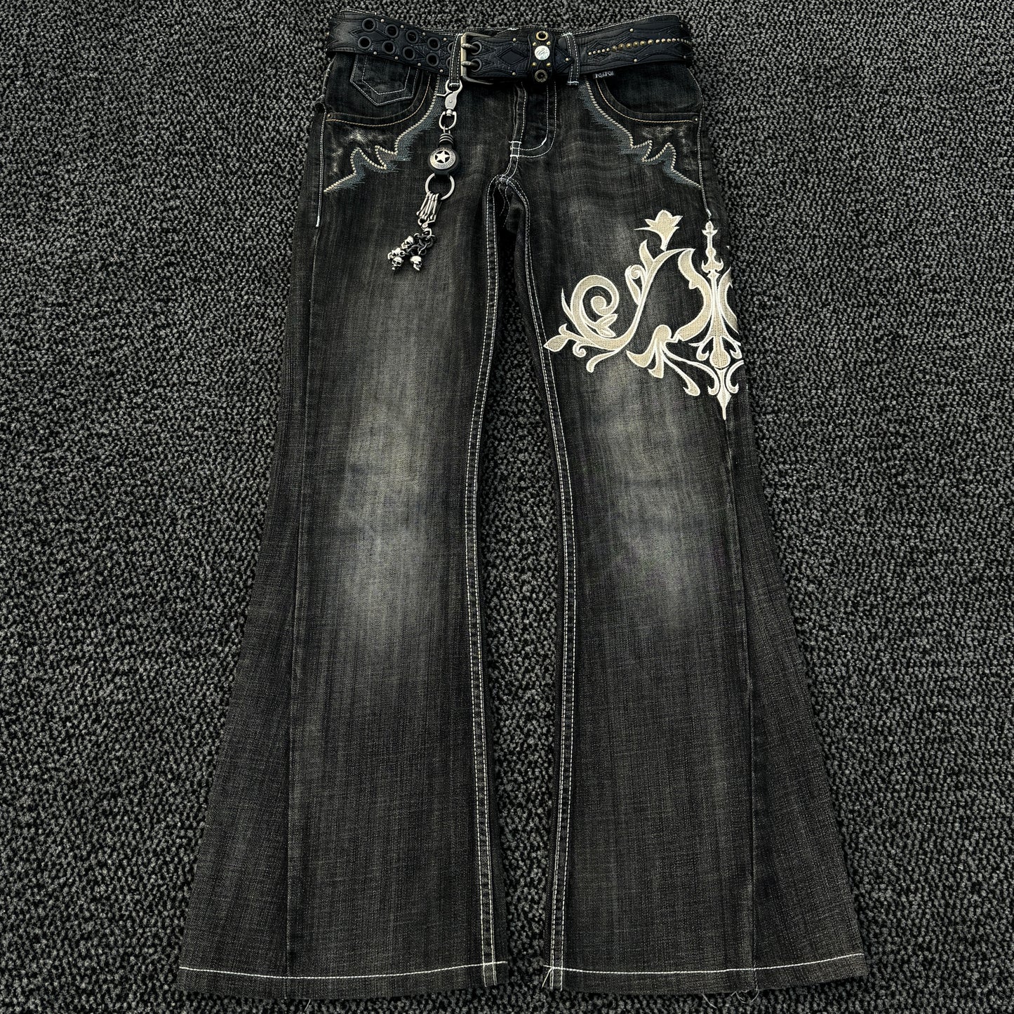 Tornado Mart "Tribal" Embroidery Flared Denim