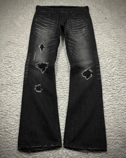 Murder License Whisker Washed Distressed Bootcut Jeans