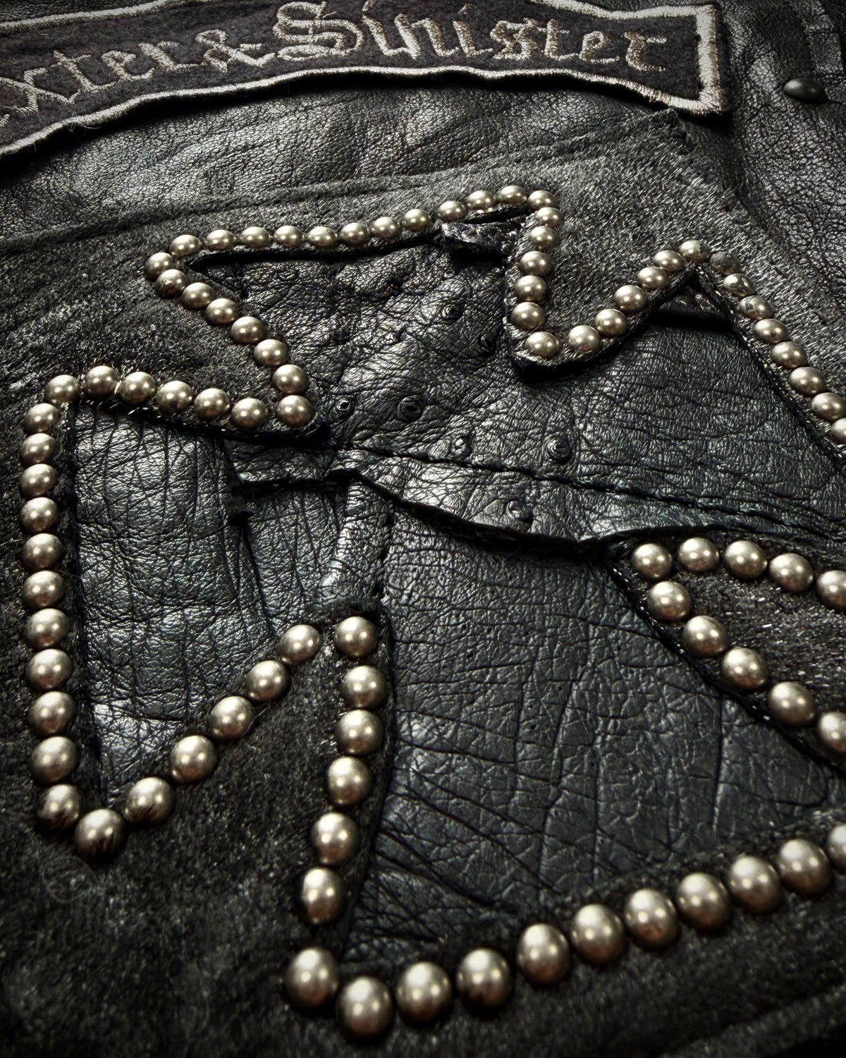 Yasuyuki Ishii Studded Raw Cut Leather Patchwork Jacket