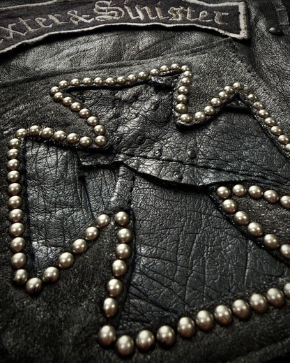 Yasuyuki Ishii Studded Raw Cut Leather Patchwork Jacket