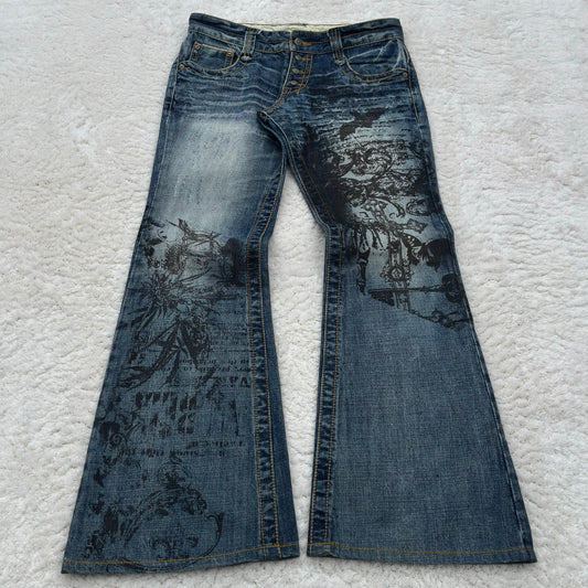 Tornado Mart „Abstract Chaos“ Flared Jeans