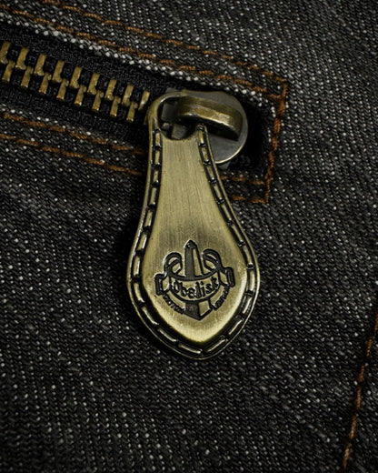 Obelisk Vintage Leather Pocket Flared Jeans
