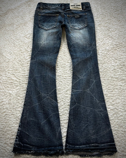 Vintage Honeycomb Washed Bell Bottom Flared Jeans