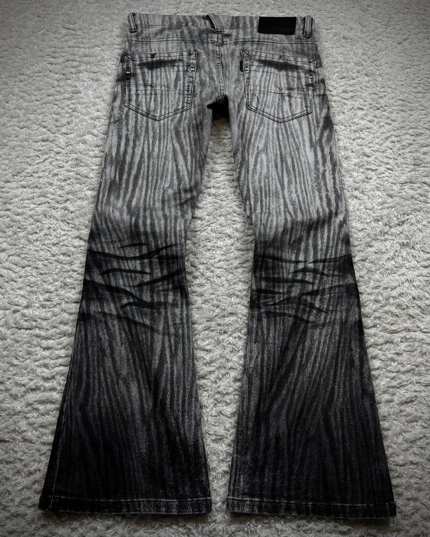 Tornado Mart Clawmarks Zebra Coated Flared Pants