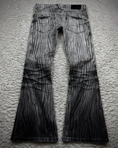 Tornado Mart Clawmarks Zebra Coated Flared Pants