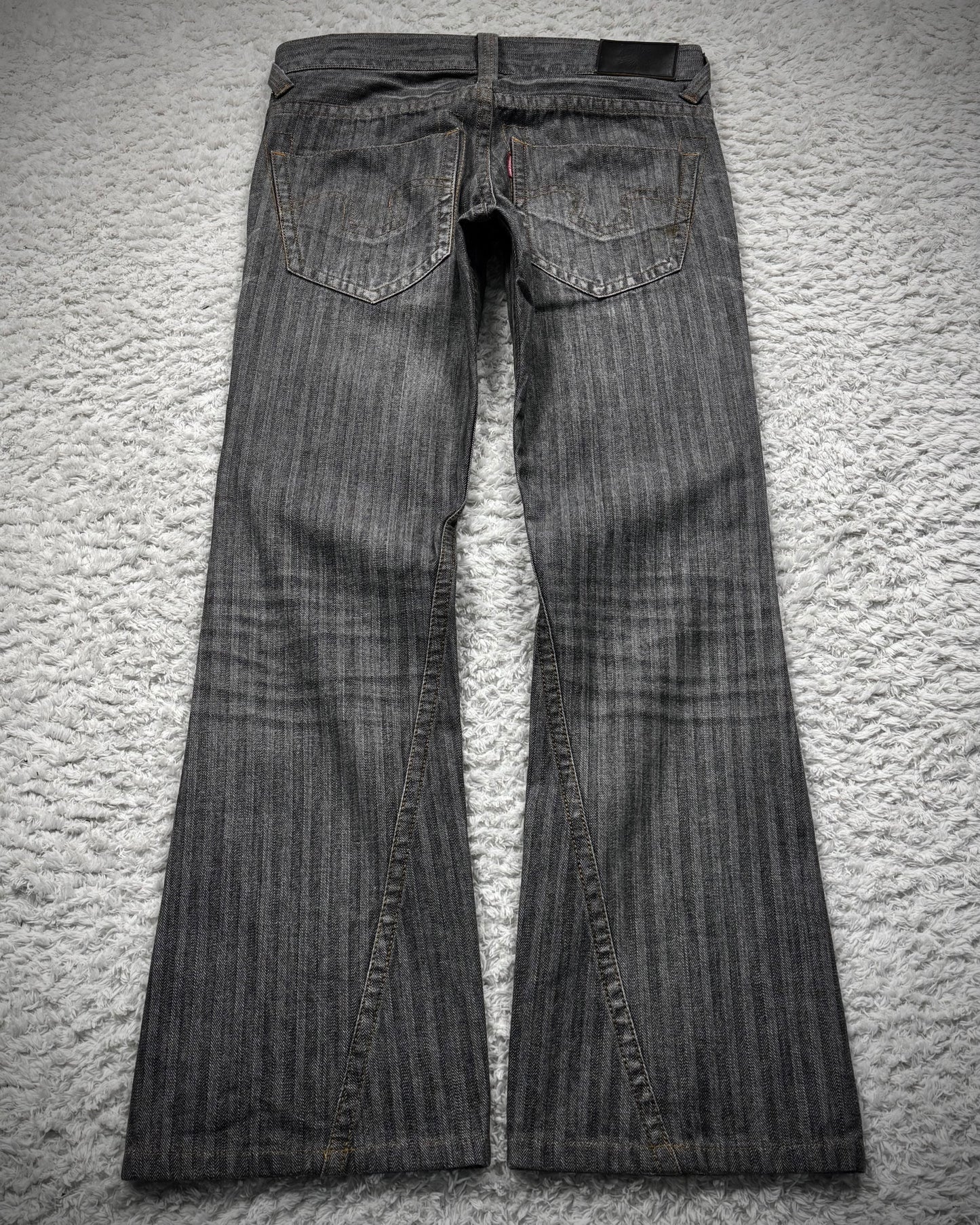Tornado Mart Clawmarks Washed Pin Striped Spiral Flared Pants