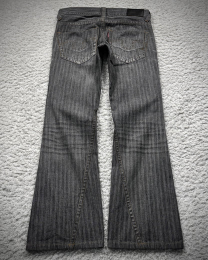 Tornado Mart Clawmarks Washed Pin Striped Spiral Flared Pants