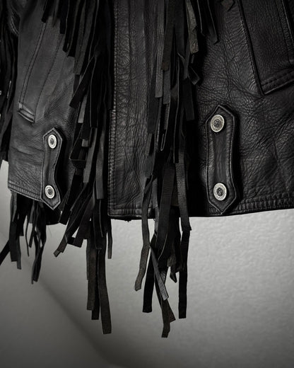 Vintage Fringed Leather Studded Cowboy Jacket