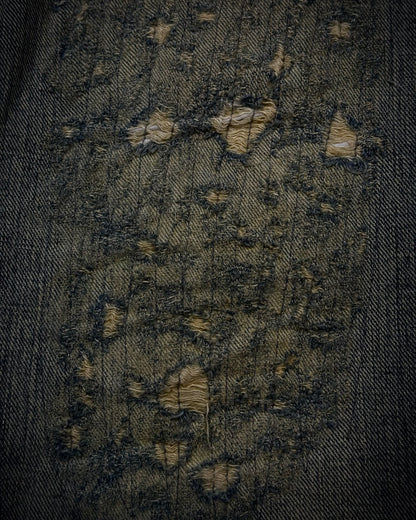 Tornado Mart Mud Washed Stitch Repaired Distressed Flared Jeans