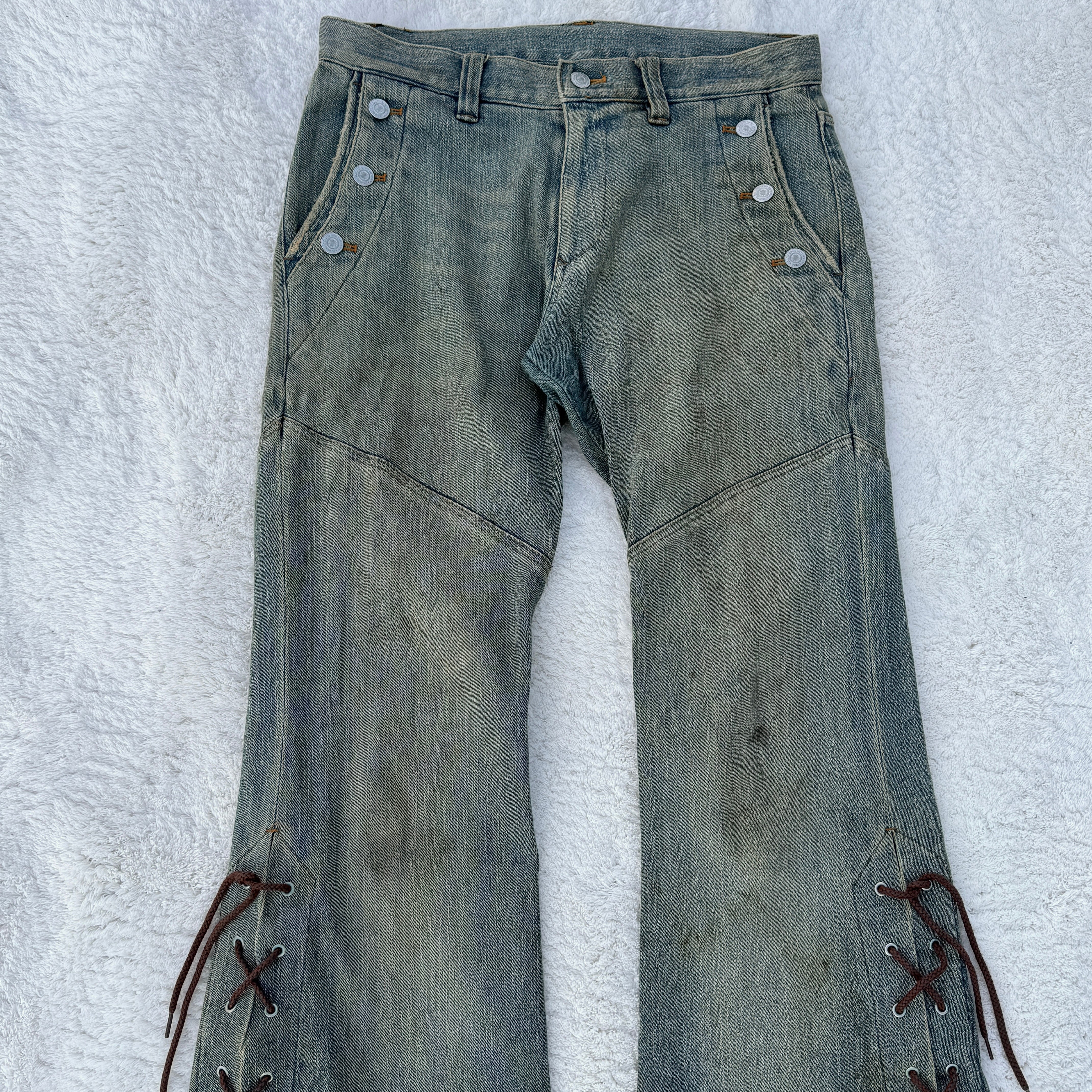 Tornado Mart Crocodile Skin Flared Lace-Up Pants – Paroxa