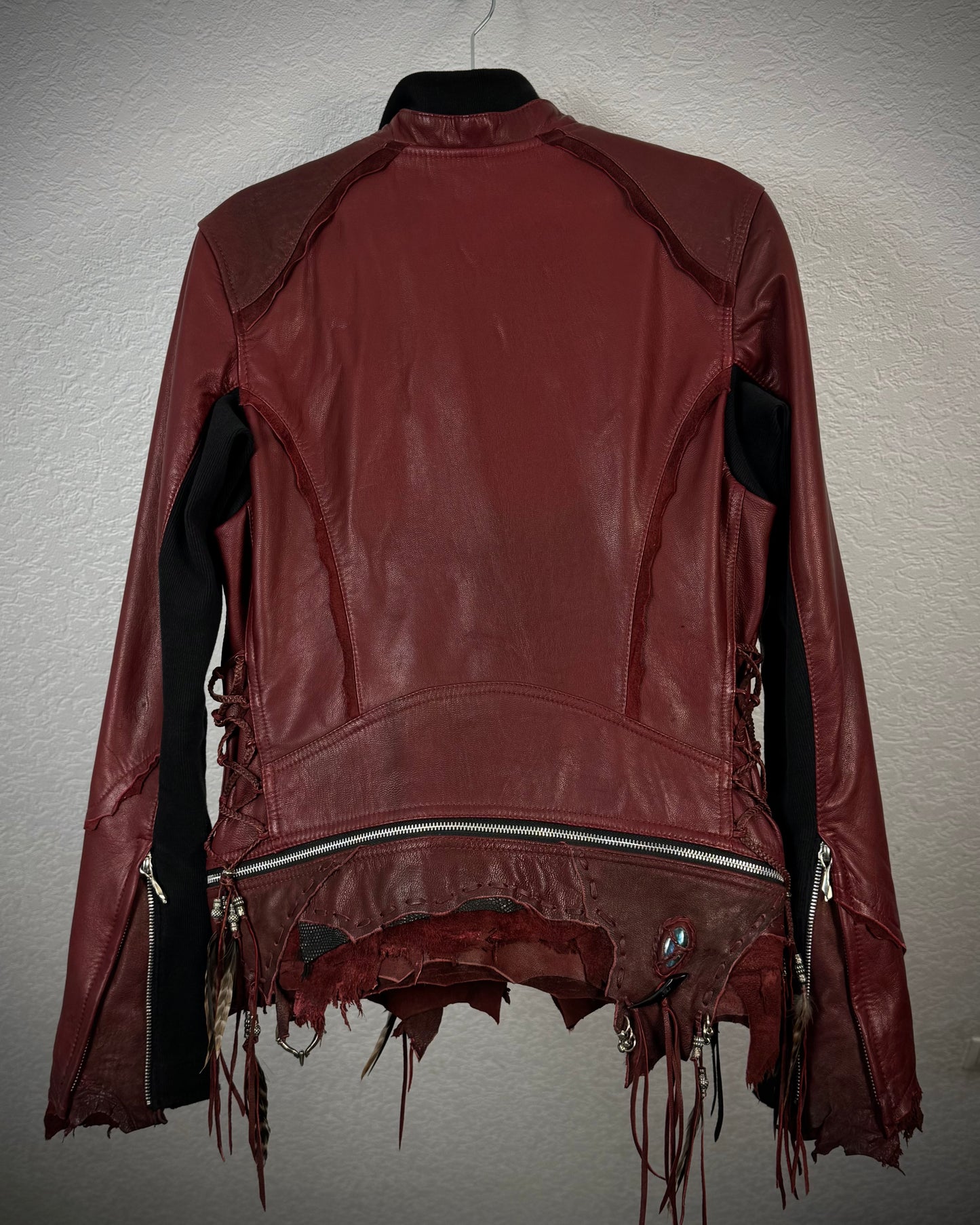 14th Addiction Bordeaux Beat It Leather Jacket