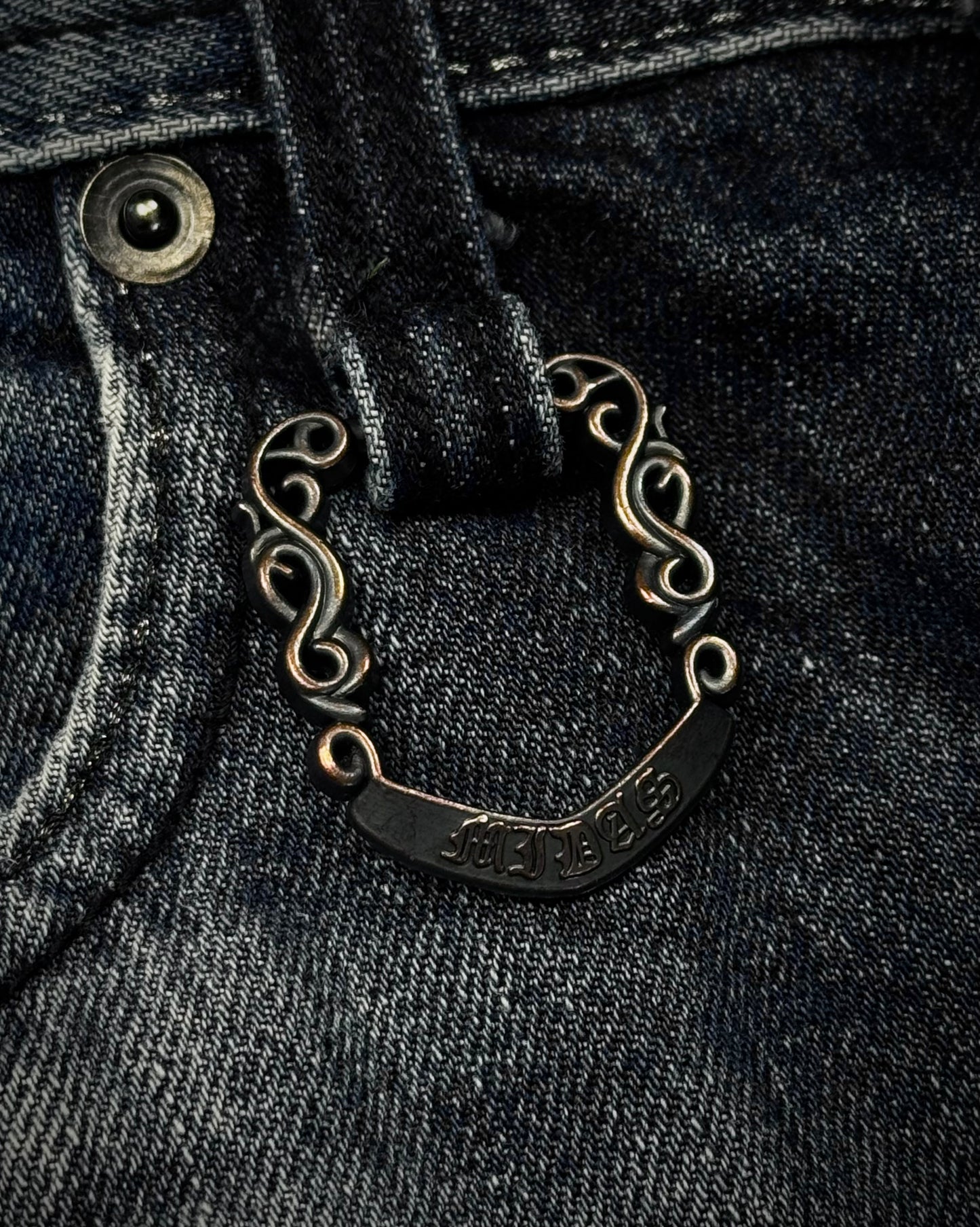 Midas Clawmarks Silver Tribal Embroidery Flared Jeans