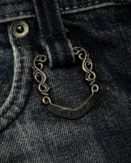 Midas Clawmarks Silver Tribal Embroidery Flared Jeans