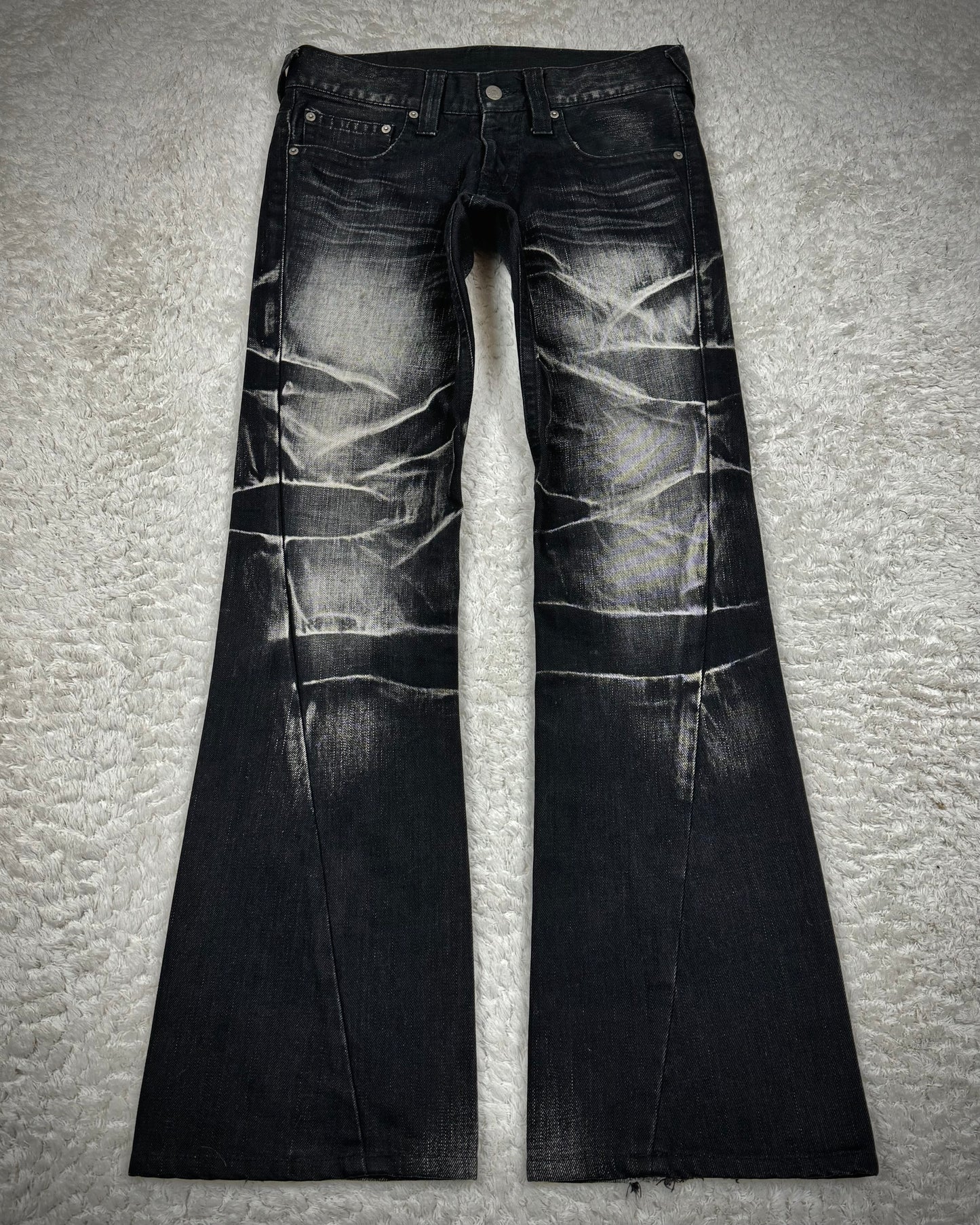 Tornado Mart Whisker Washed Spiral Flared Jeans