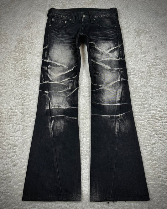 Tornado Mart Whisker Washed Spiral Flared Jeans