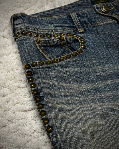 Obelisk Star Studded Vintage Flared Jeans