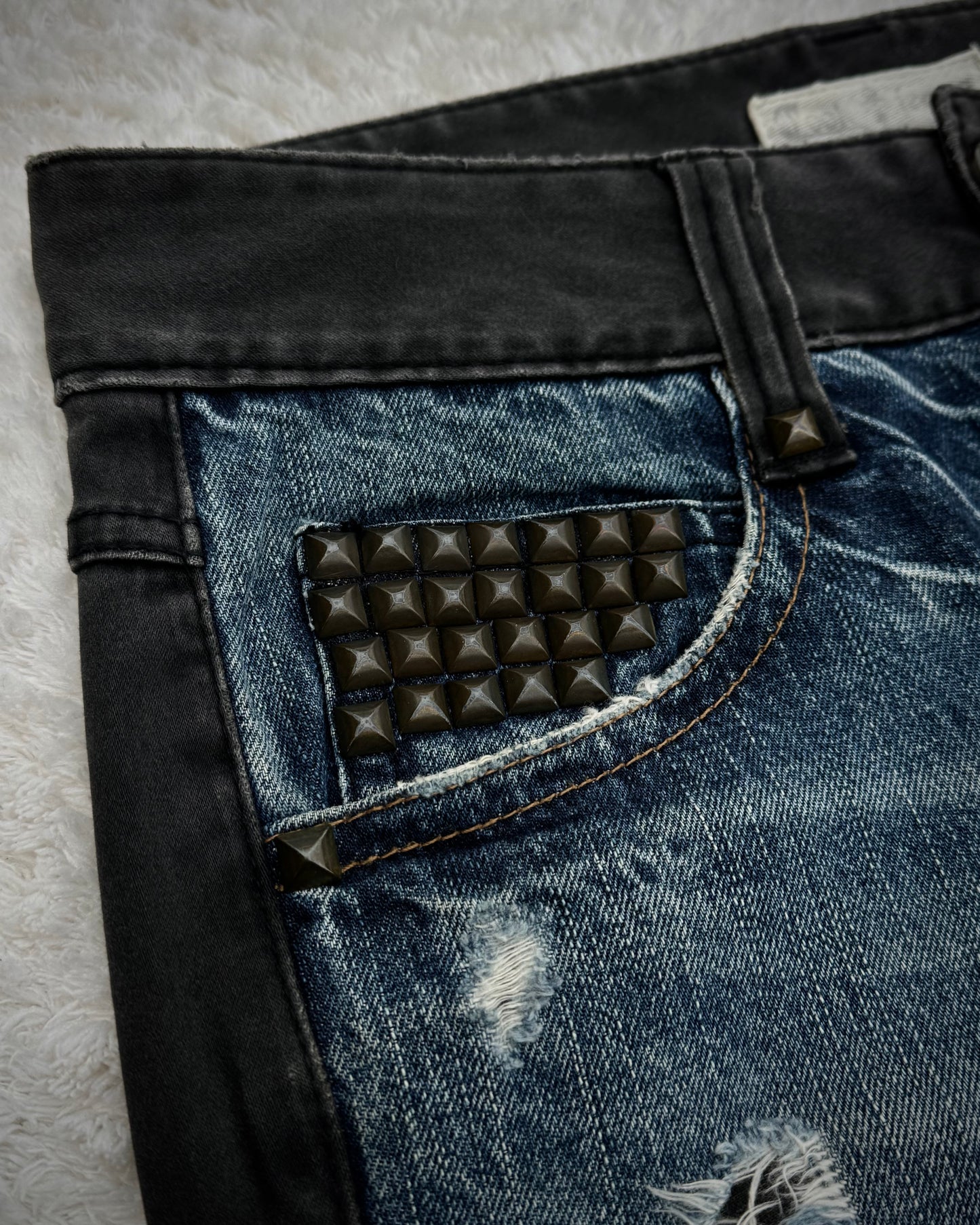 Cook Jeans Two Tone Split Studded Denim