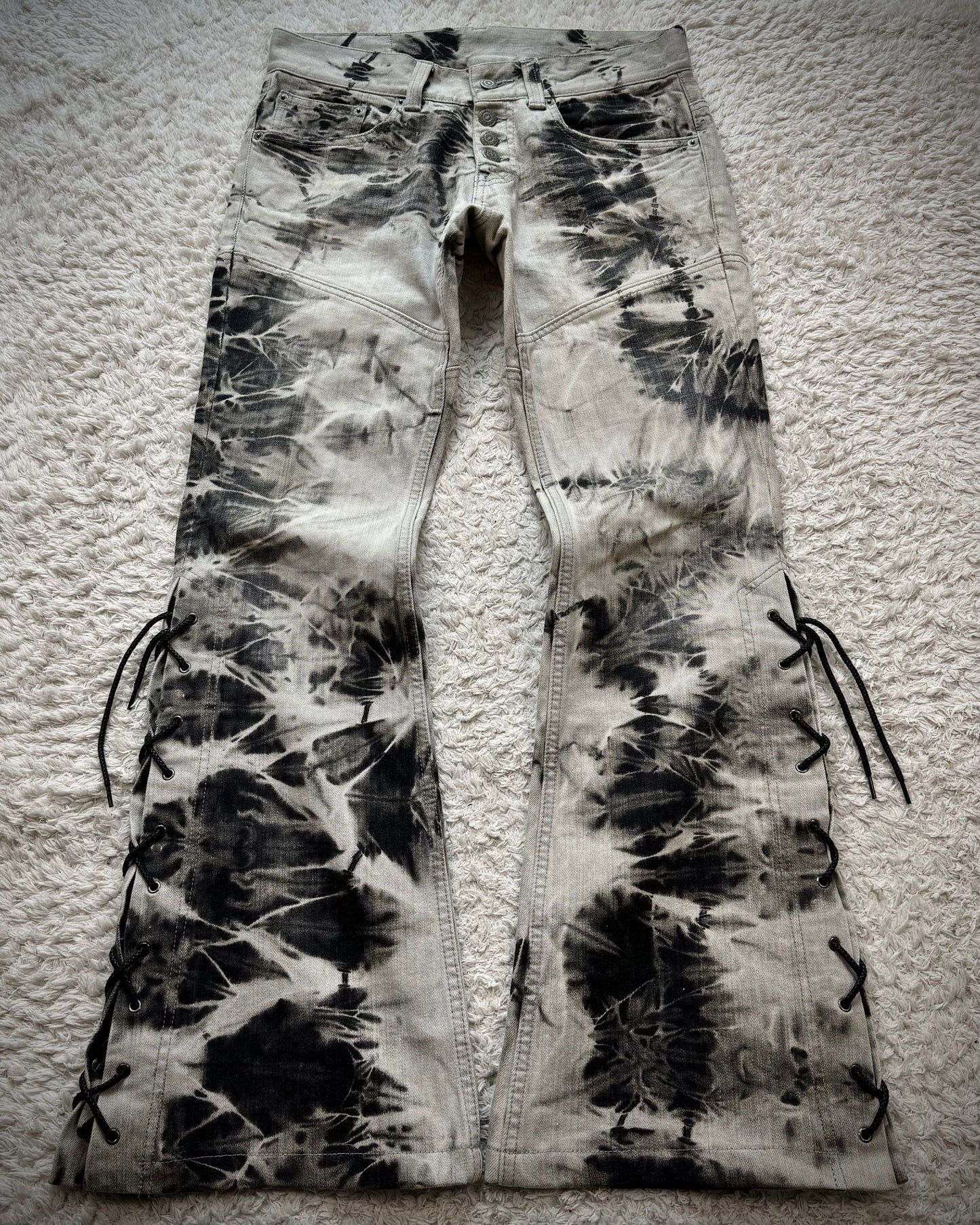 Tornado Mart Smoke Washed Lace Up Flared Jeans