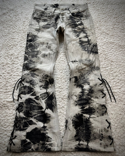 Tornado Mart Smoke Washed Lace Up Flared Jeans