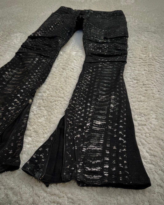 IfSixWasNine Silver Python Pattern Flared Jeans