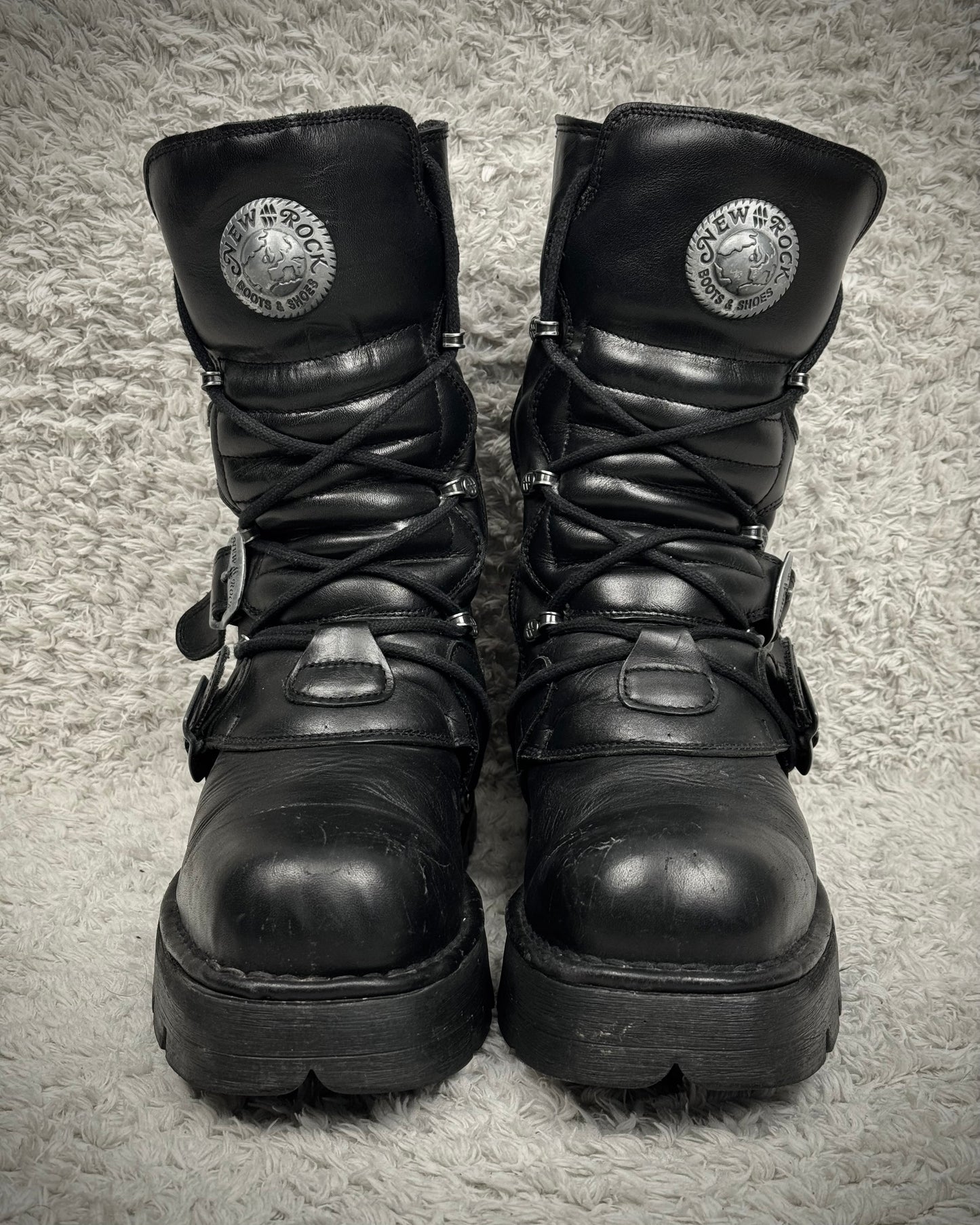 New Rock Steel Heel Leather Boots