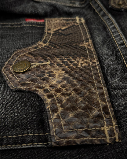 Tornado Mart Python Detailed Spiral Bootcut Jeans