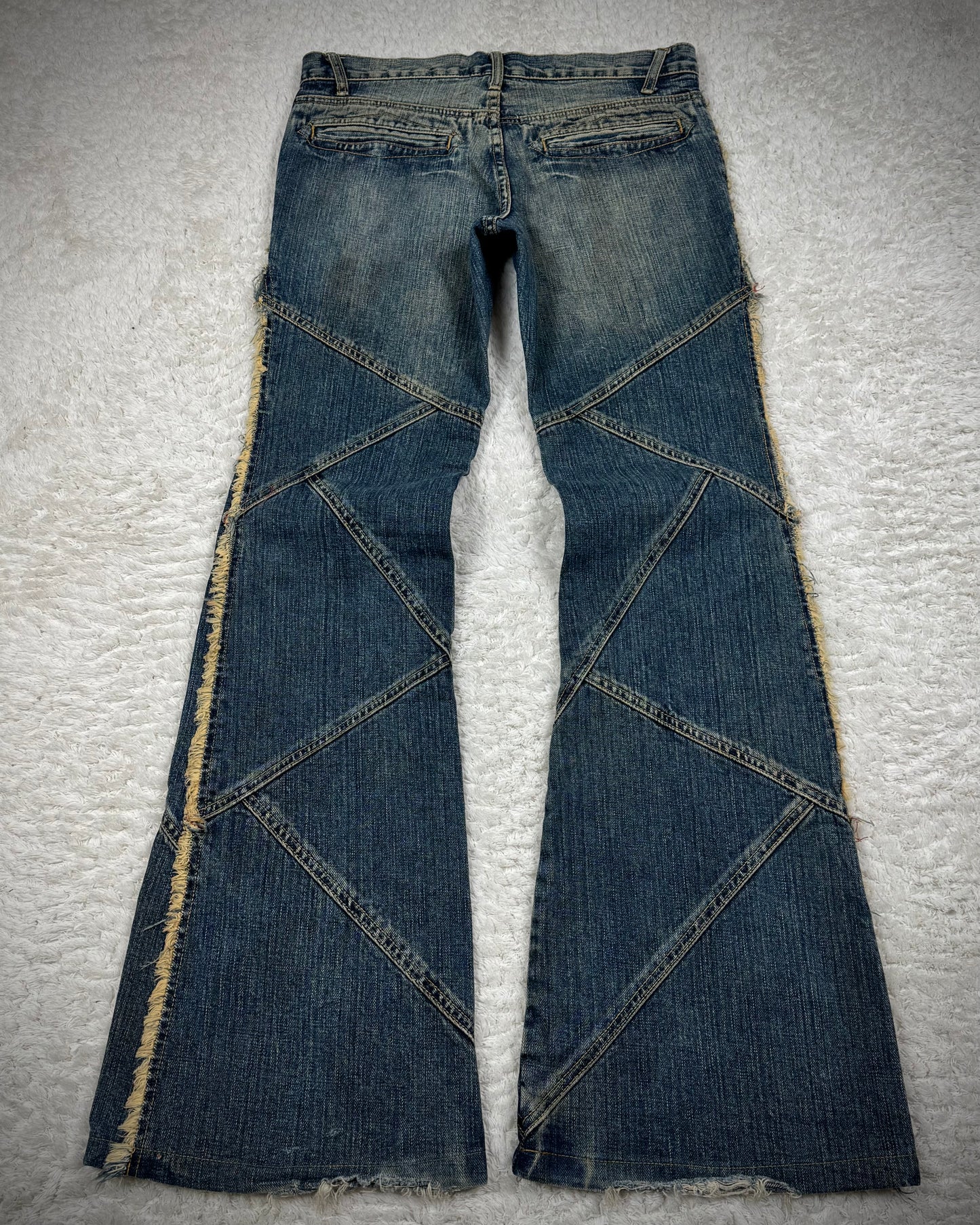 Tornado Mart Fringed Patchwork Flared Jeans